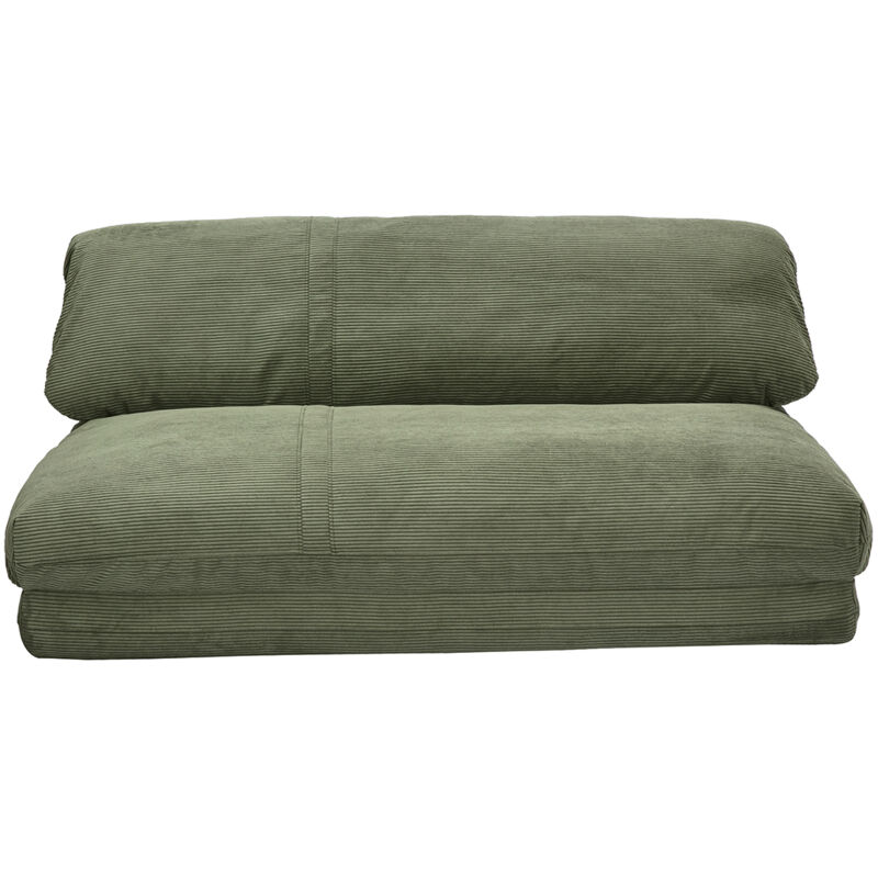 Miliboo - Chauffeuse convertible 2 places en tissu velours côtelé vert kaki spencer