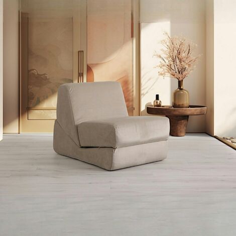 Chauffeuse convertible beige velours, lit d'appoint SAPPO
