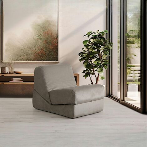 Chauffeuse convertible gris velours, lit d'appoint SAPPO