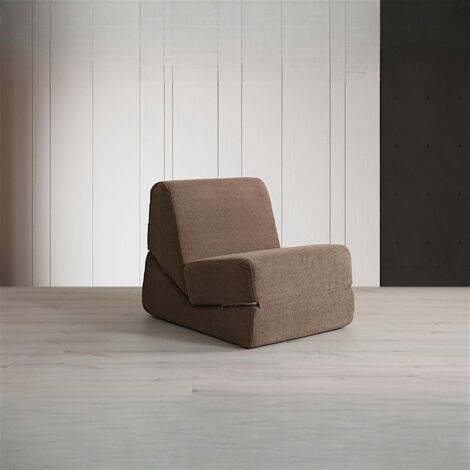 Chauffeuse convertible marron bouclette, lit d'appoint SAPPO