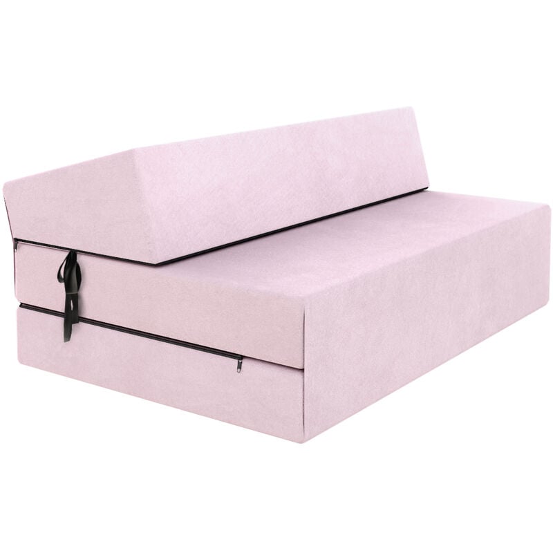 Chauffeuse convertible moderne FDM Rose pâle 14 cm x 121 cm x 204 cm - Fabrication Européenne