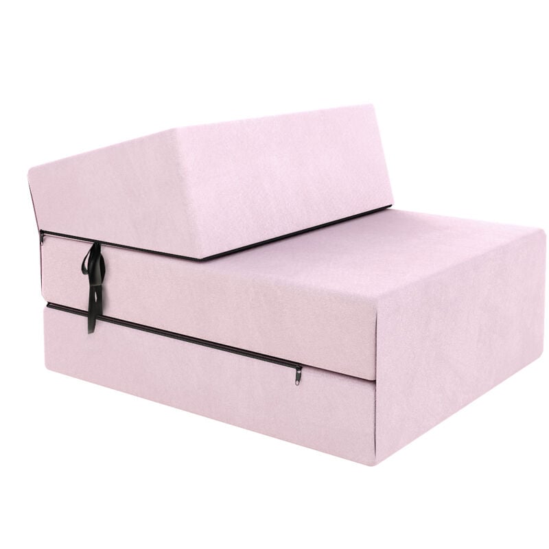 Chauffeuse convertible moderne FDM Rose pâle 14 cm x 71 cm x 204 cm - Fabrication Européenne