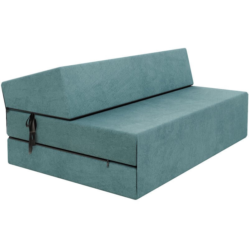 Chauffeuse convertible moderne FDM Turquoise 14 cm x 121 cm x 204 cm - Fabrication Européenne