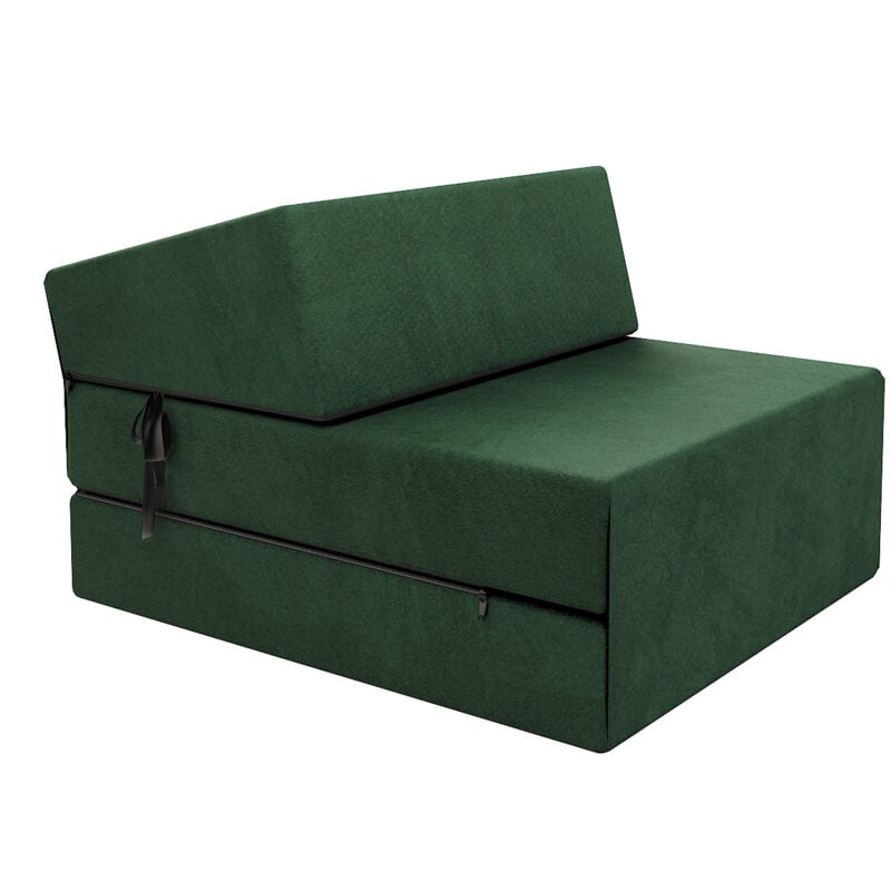 Chauffeuse convertible moderne FDM Vert foncé 14 cm x 71 cm x 204 cm - Fabrication Européenne