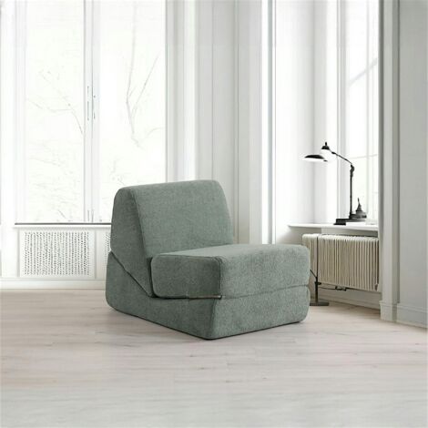 Chauffeuse convertible verte bouclette, lit d'appoint SAPPO