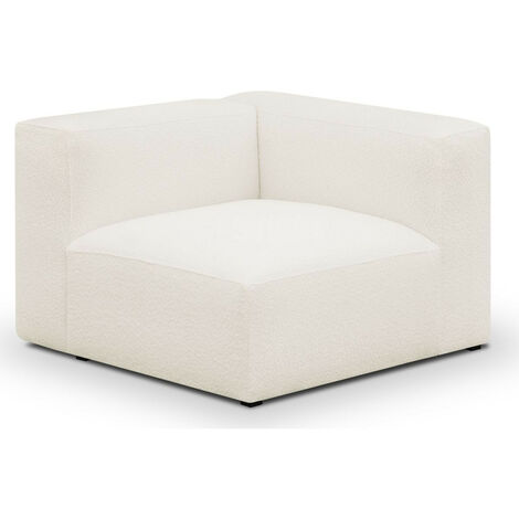 Chauffeuse d'angle à droite modulable en tissu bouclé beige - Modulo