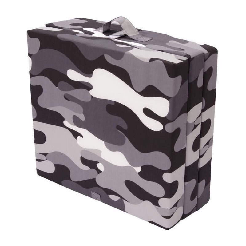 Chauffeuse pliante Samba Gris - Multi-position - Camouflage militaire - 190 x 70 x 9 cm