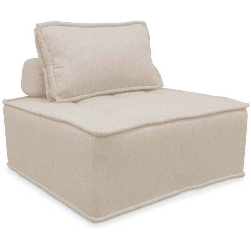 Chauffeuse pour canapé modulable tissu capitonné Polyester Crème