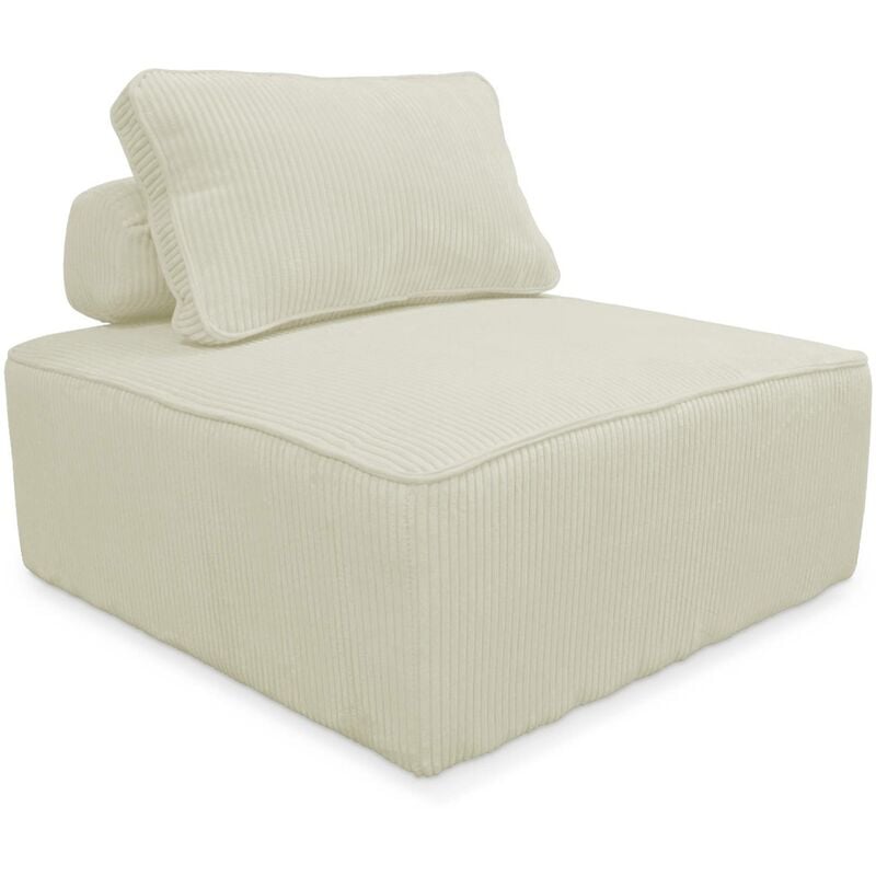 Chauffeuse pour canapé modulable velours côtelé Velours côtelé Crème