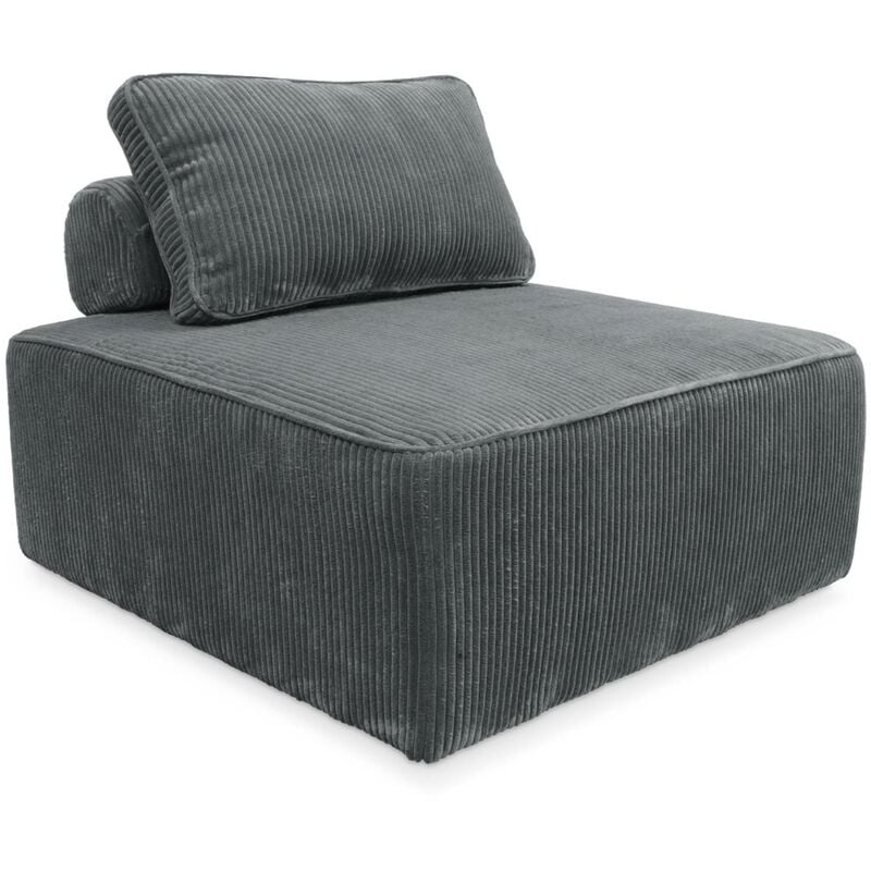 Chauffeuse pour canapé modulable velours côtelé Velours côtelé Gris