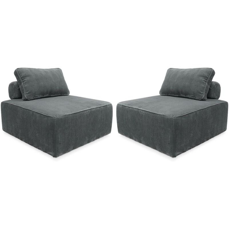 Lot de 2 chauffeuses pour canapé modulables velours côtelé Velours côtelé Gris