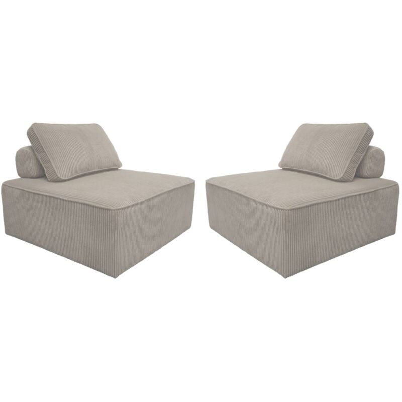 Lot de 2 chauffeuses pour canapé modulables velours côtelé Velours côtelé Gris clair