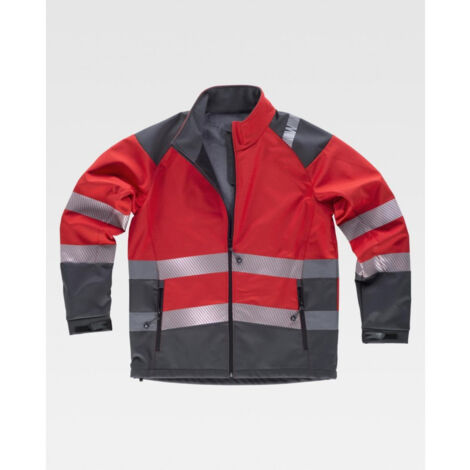Chauqueta Workshell con cintas reflectantes con pieza ajustable en cintura WORKTEAM S9202
