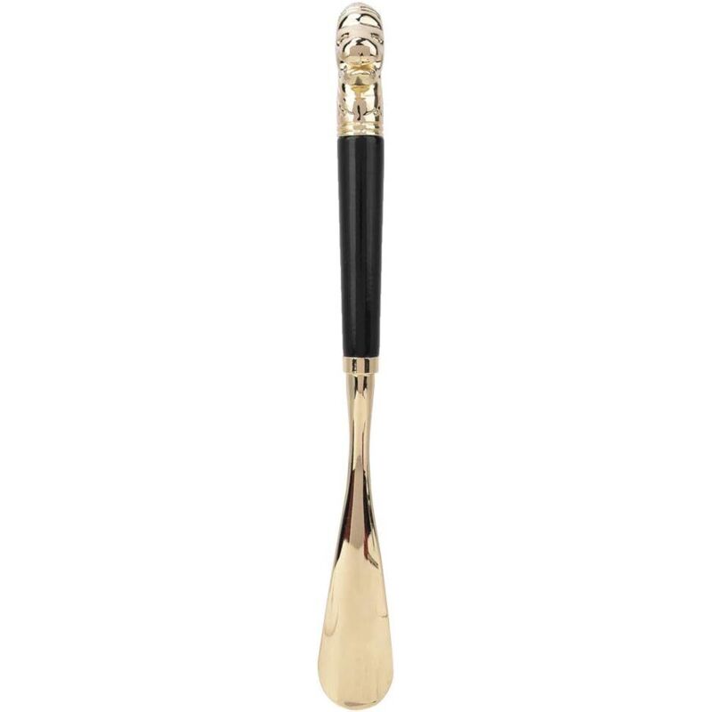 Chausse-pied en laiton pur palissandre 35CM + 1 pompon vert