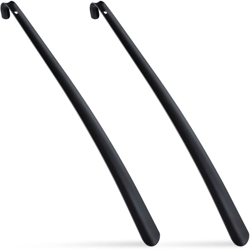 Relaxdays - chausse-pied, lot de 12, en métal, 58 cm, accessoire pour chaussures, avec trou de suspension, stable, noir