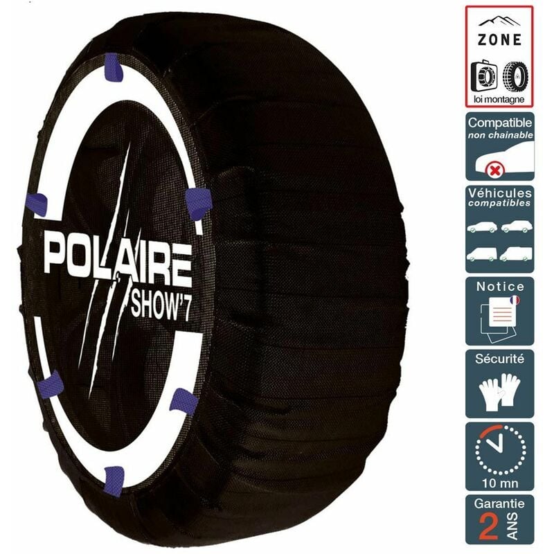 Chaussette chaine neige textile pneu 175/70R14 haute résistance - Noir