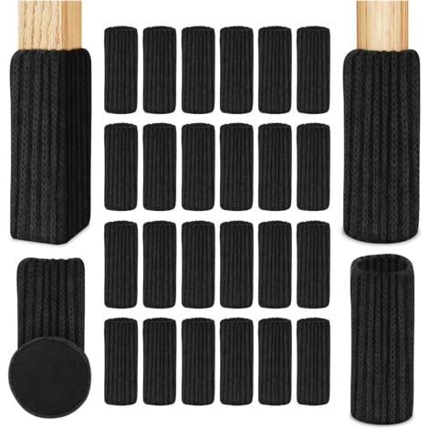 LONGZIMING Chaussette Chaise pour Pieds de Chaise, 24pcs Chaussettes de Chaise Mobilier en Feutre, Patins Antidérapants pour Convient aux Pieds de Chaise, Évitez Les Rayures et Le Bruit, Noir