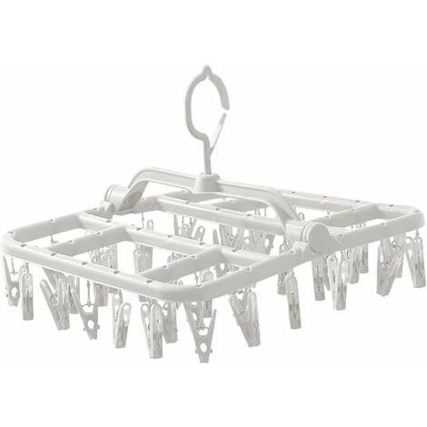 Chaussette, Étendoir Linge Suspendre avec 40 Pinces, Cintre de Chaussette Pliant, Séchoirs Cintre pour Chaussettes, Couches en Tissu, Serviette, sous-Vêtement