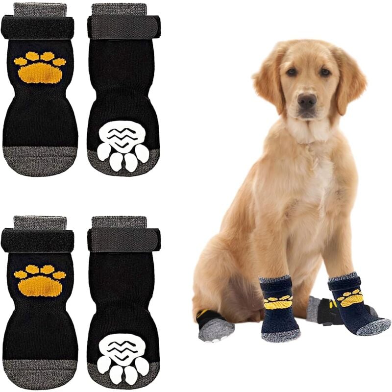 Cyslmuk - Chaussette pour Chien, 2 Paires de Chaussettes Réglables Antidérapantes pour Chien, Textiles Accessoires Chiens pour Petits Chiens de