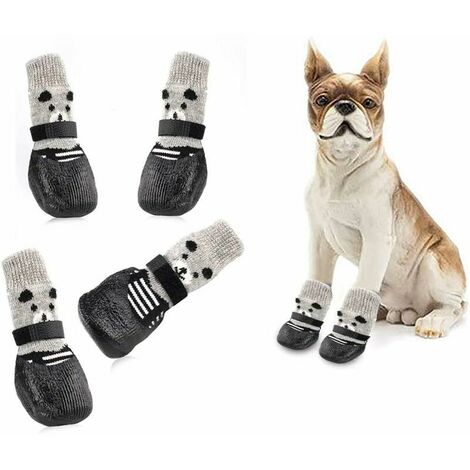 Chaussette pour Chien,Chaussettes Anti Dérapantes Chien,Chaussette de Protection Chien,Dog Socks,Dog Shoes,Dog Boots,Contrôle de Traction pour Petits Chiens,Imperméable(M,Noir)