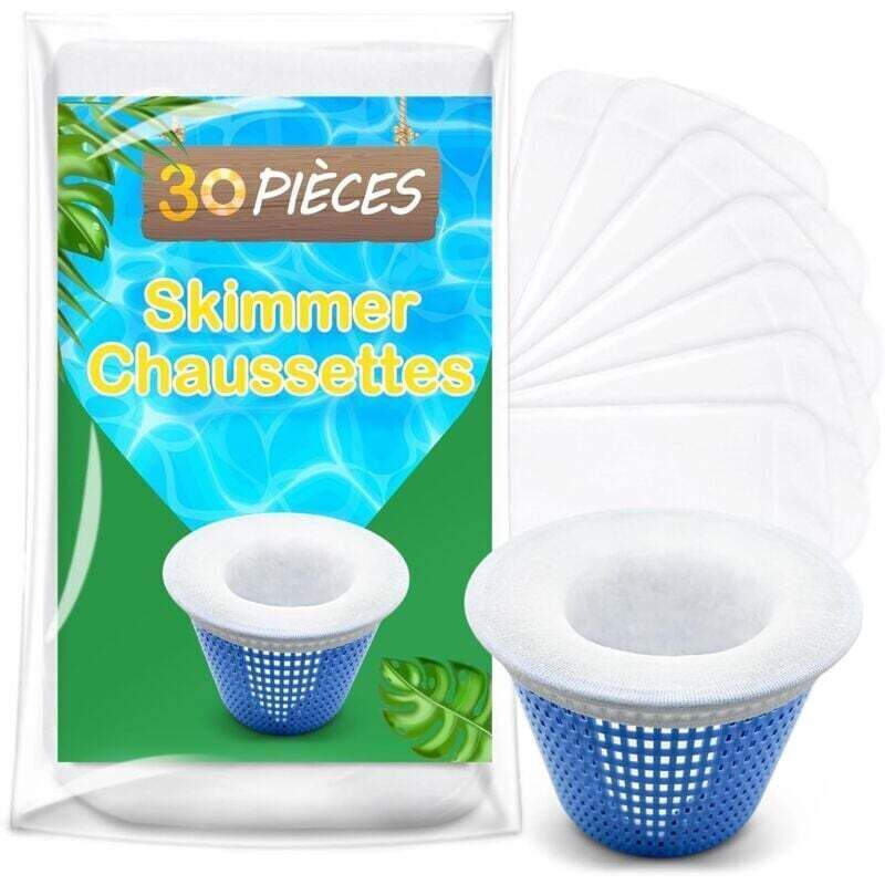 Chaussette Skimmer Piscine 30 Pièce, chaussette piscine, Prefiltre Skimmer Nylon Élastique avec Maillage Ultra-Fin
