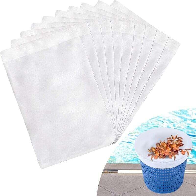 Chaussette Skimmer Piscine 50 Pièce (Convient aux Filtres de 7 à 19 cm), Chaussette Skimmer Lavable & Réutilisable pour Panier Skimmer, Prefiltre