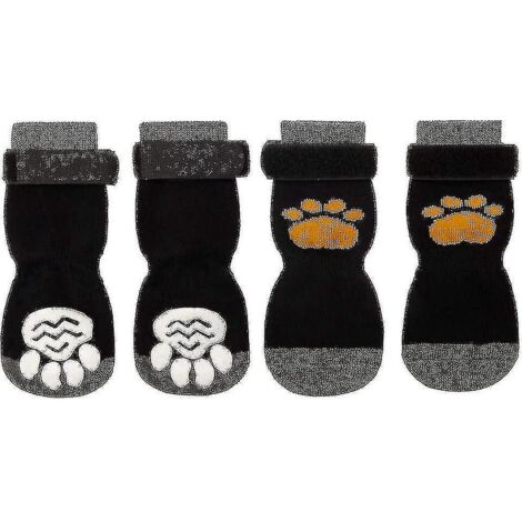 Chaussettes antidérapantes pour chiens (2 paires) - Douces et ajustables - Protection optimale des pattes - Chaussettes adhérentes avec sangle - Jaune