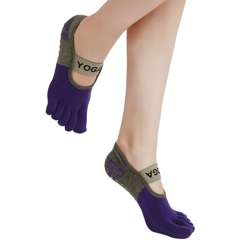 Chaussettes antidérapantes pour femmes avec orteils complets pour ballet, yoga, pilates, barre d'orteil