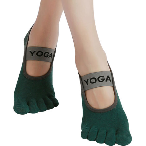 Chaussettes antidérapantes pour femmes avec orteils complets pour ballet, yoga, pilates, barre d'orteil