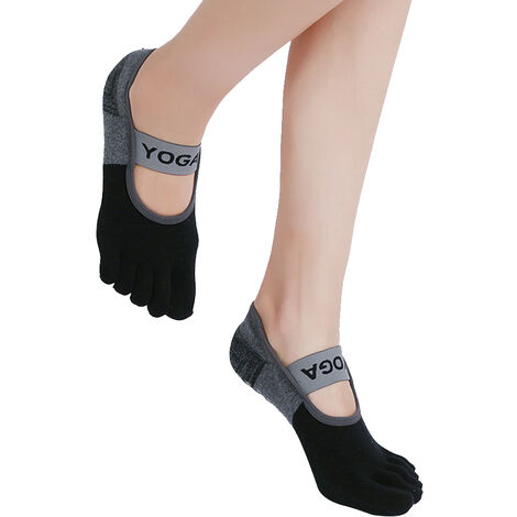 Chaussettes antidérapantes pour femmes avec orteils complets pour ballet, yoga, pilates, barre d'orteil