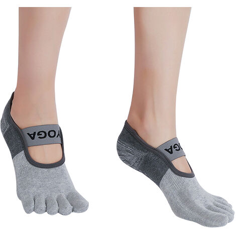 Chaussettes antidérapantes pour femmes avec orteils complets pour ballet, yoga, pilates, barre d'orteil