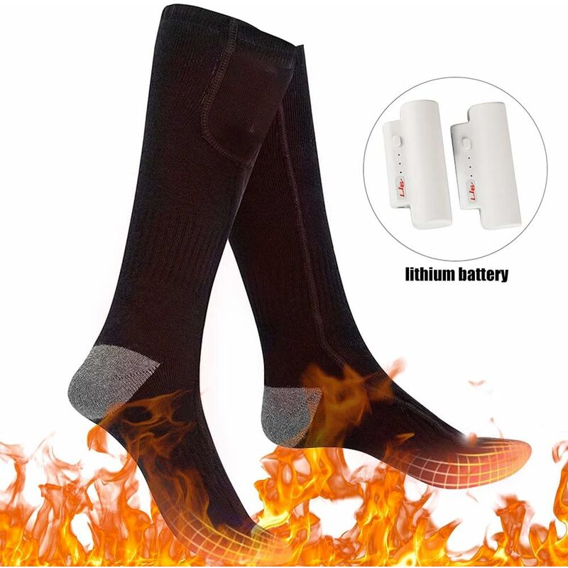 Molbory Chaussettes Chauffantes Adapt/ées au Cyclisme au Ski au Camping /à la Randonn/ée /à la Chasse Rechargeable Chaussettes Chaudes Lavables en Hiver pour Hommes et Femmes Chaussettes /À Pile