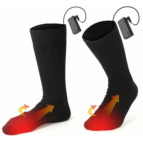 Chaussettes Chauffantes Hommes Femmes Chaussettes chauffantes électriques, chaussettes épaisses pour hommes et femmes Chauffe-Pieds Chauffants électriques