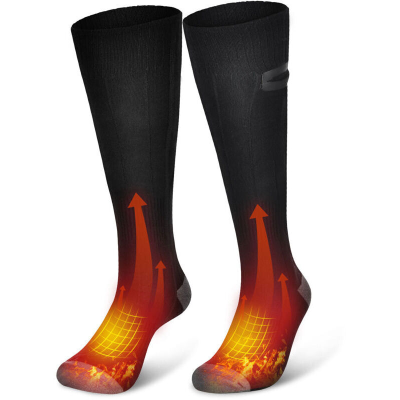 Aiperq – Chaussettes chauffantes rechargeables – Température réglable 39-65°C – Ultra-extensibles – Autonomie jusqu'à 10h – Taille L