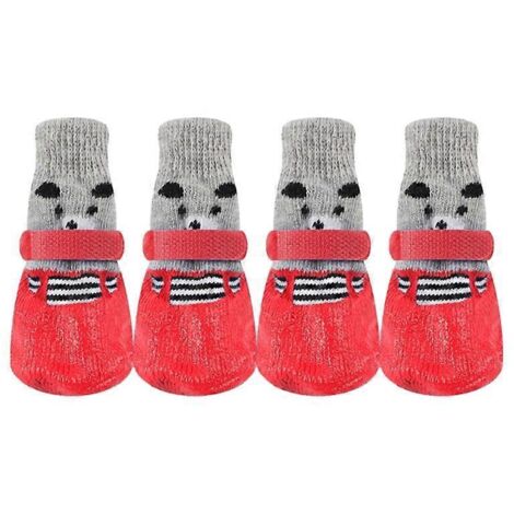 Chaussettes chien extérieur antidérapantes, chaussures chien imperméables, chaussettes pattes chien non glissantes, taille L, rouge – protection pattes chien pour promenade et sport.