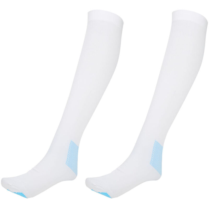Chaussettes de Compression Genou pour Varices avec Ouverture d'Inspection au Pied (Blanc L)