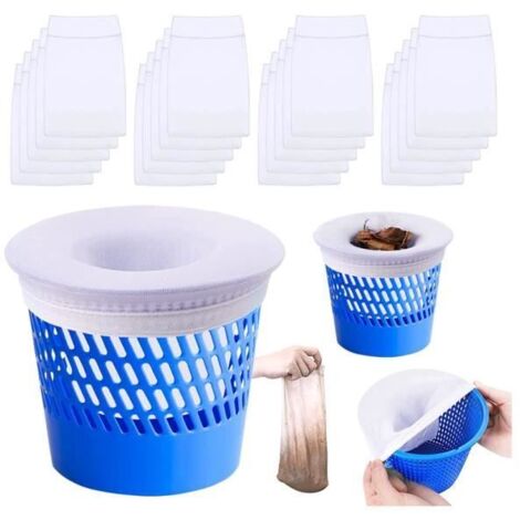 Chaussettes de Filtre pour Skimmer de Piscine - 20 Pièces - Nylon - Blanc - Nettoyage Efficace