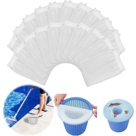 Chaussettes de Filtre pour Skimmer de Piscine, 20 Pièces Réutilisables et Élastiques