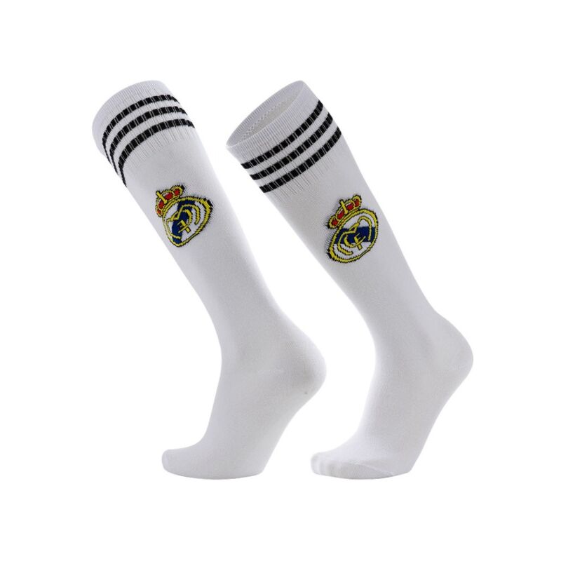 Chaussettes de football pour enfants sur le genou chaussettes de sport d'entraînement enfants garçons étudiants chaussettes longues tube (blanc Real