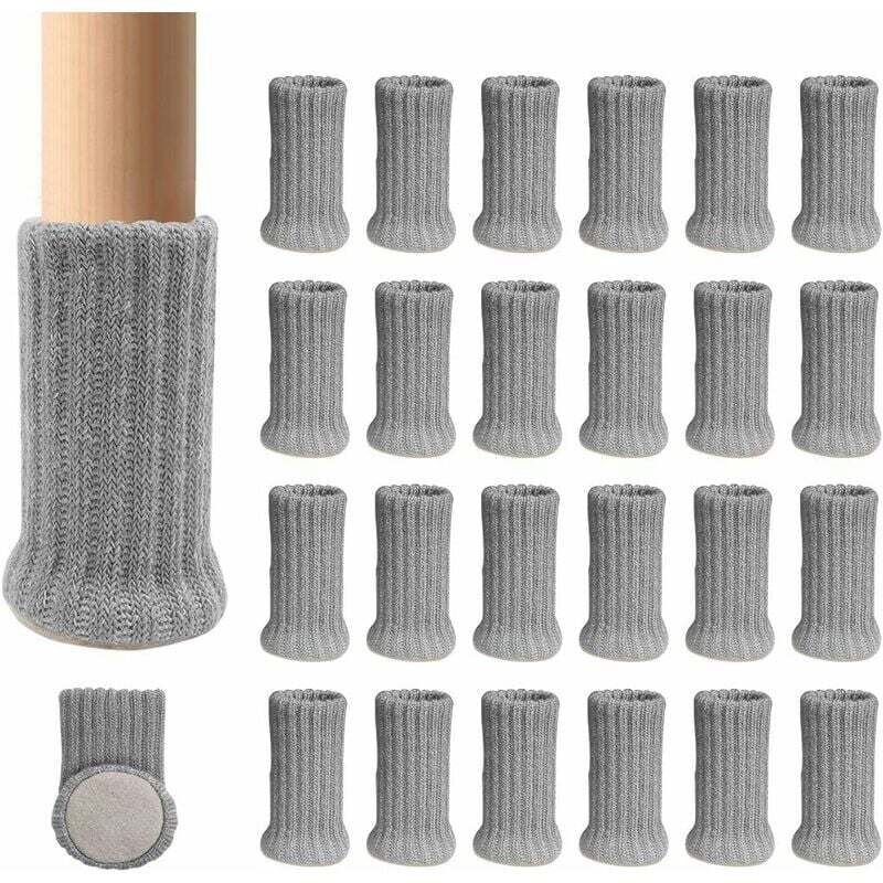 Chaussettes de Meubles en Tricot Antidérapantes pour Pieds de Chaises, Pour Eviter Les Rayures et Réduire Le Bruit, Se Déplacer Facilement, Gris 24