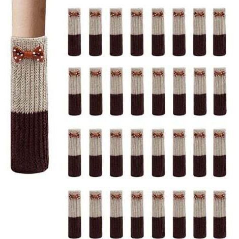 Chaussettes de Meubles Tricot Laine 32PCS Coussins de Chaise Jambe Tapis Protecteur Patins Antidérapants pour Meubles Chapeaux de Table Couverture