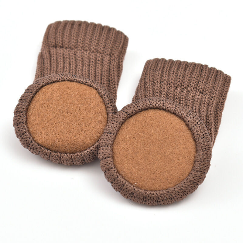 Chaussettes de meubles tricotées antidérapantes pour pieds de chaise, éviter les rayures, réduire le bruit, facile à déplacer, 24pcs, brun