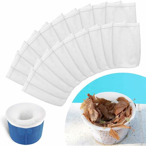 Chaussettes de Skimmer de Piscine, 20 Pcs Chaussettes Skimmer Piscine, Prefiltre Skimmer Réutilisable et Super Élastique pour Panier de Skimmer, Filtre de Pompe