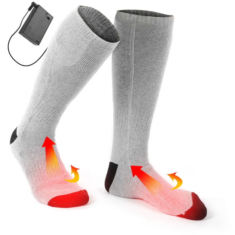 Zoternen - Chaussettes électriques, chaussettes chaudes d'hiver, chaussettes chauffantes à batterie sèche, lavables, protection contre le froid et