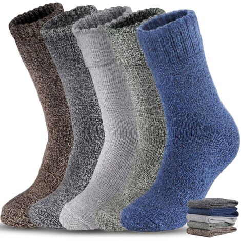 Chaussettes homme épaisses en laine et velours, lot de 5 paires chaudes et confortables, idéales pour hiver