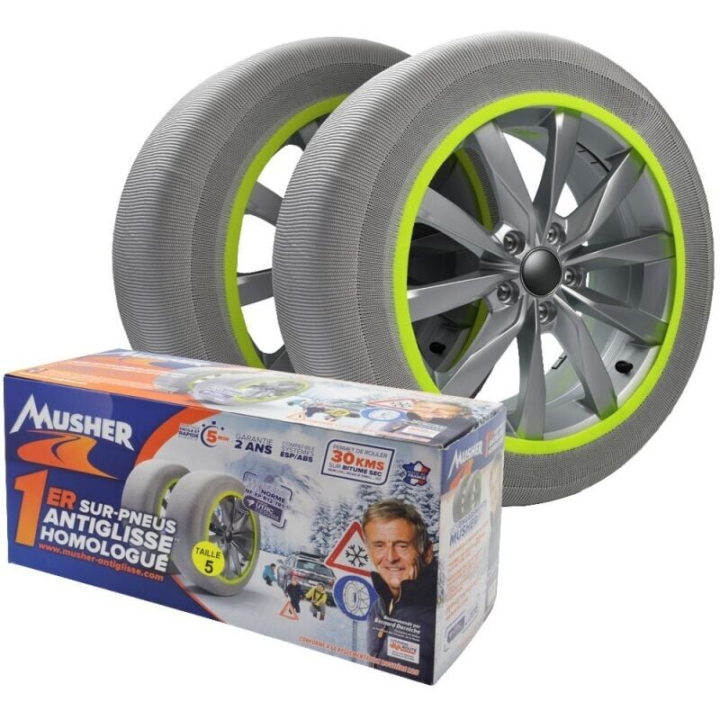 2 Chaussettes neige taille 8 sur-pneu Antiglisse homologue - jusqu'a 30km sur sol sec