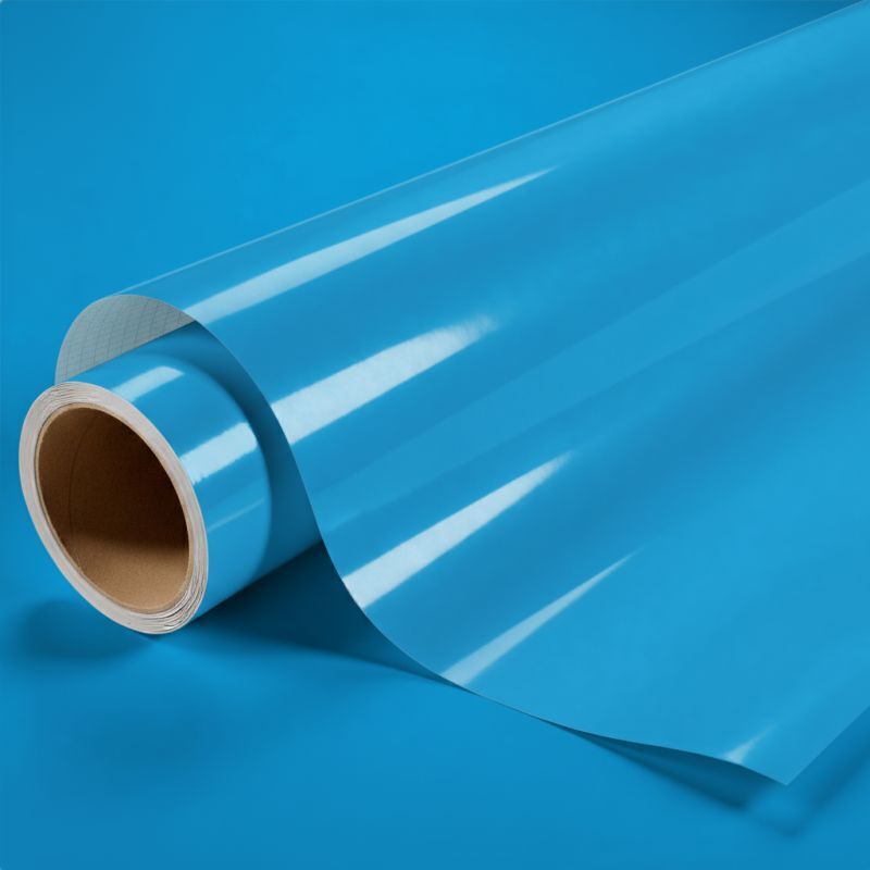 Dimexact - Vinyle covering bleu brillant pour surface plane avec colle airflow - 122 cm x 1 m - En Rouleau