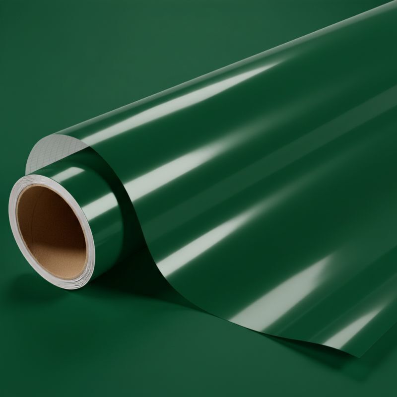 Dimexact - Vinyle covering vert sapin brillant pour surface plane avec colle airflow - 122 cm x 1 m - En Rouleau
