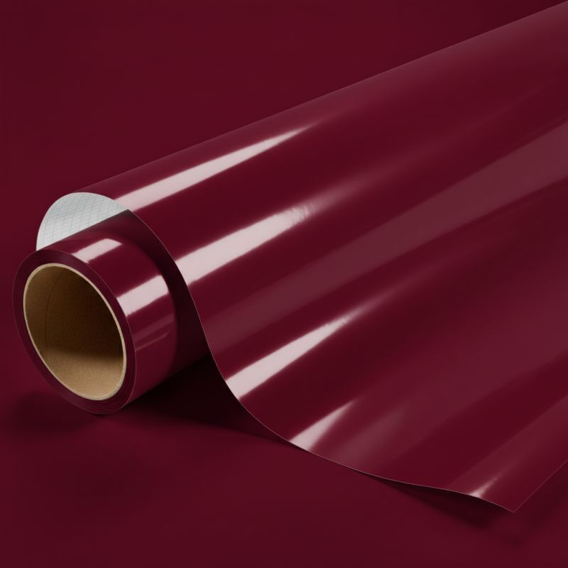 Dimexact - Vinyle covering bordeaux brillant pour surface plane avec colle airflow - 122 cm x 2.5 m - En Rouleau
