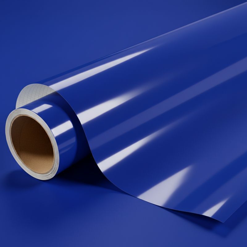 Dimexact - Vinyle covering bleu outremer brillant pour surface plane avec colle airflow - 122 cm x 1 m - En Rouleau